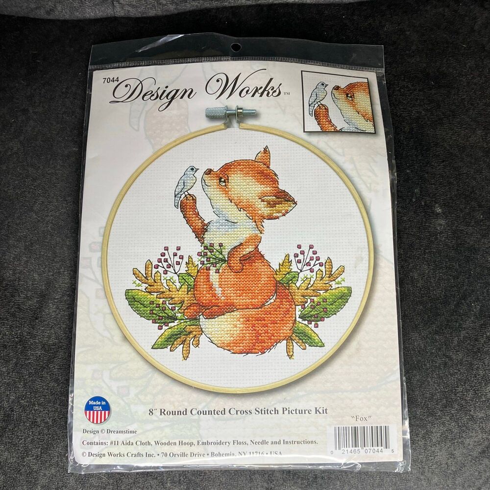 Design Works Counted Cross Stitch Kit 8" Round-Fox (11 Count) - DW7044
